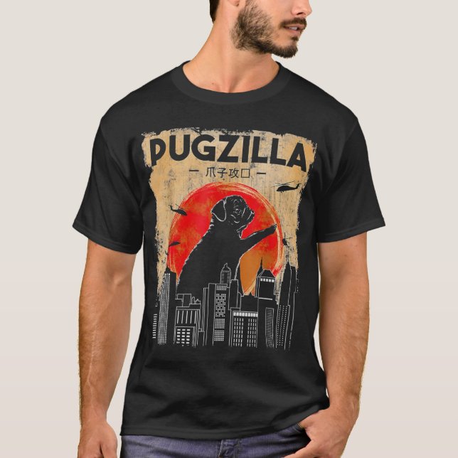 Vintage Pugzilla T Shirt (Framsida)