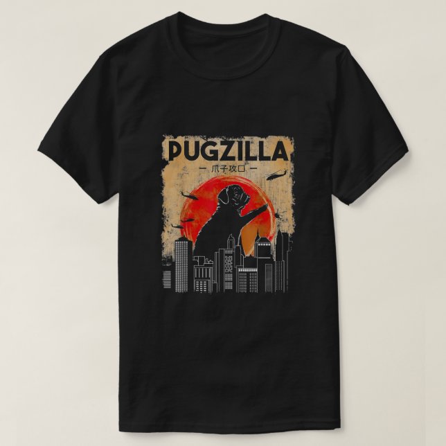 Vintage Pugzilla T Shirt (Design framsida)