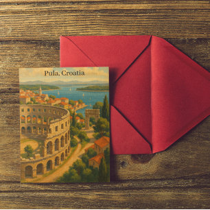 Vintage Pula Kroatien Travel City View Vykort