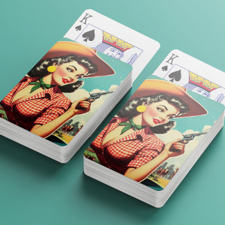 Vintage Pulp Cowgirl Illustration Casinokort