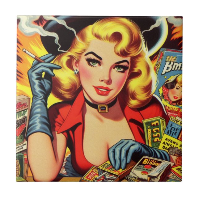 Vintage Pulp Land Girl Kakelplatta (Framsidan)