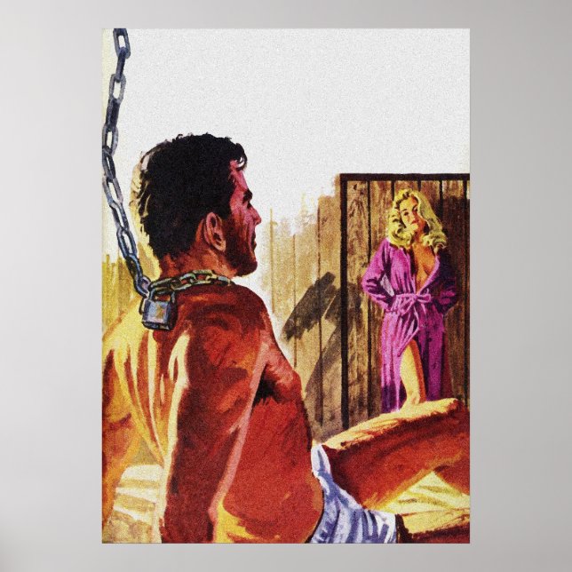 Vintage Pulp Magazine Cover Art - Kinky Kärlek Poster (Framsidan)