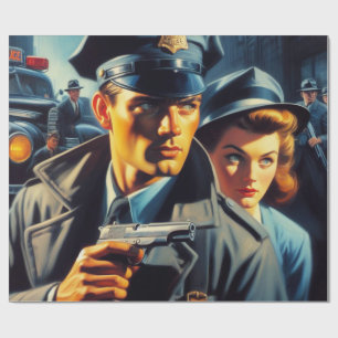 Vintage Pulp Police Illustration Presentpapper