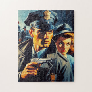 Vintage Pulp Police Illustration Pussel