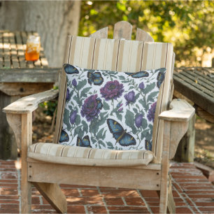 Vintage Pum lila magenta blommigt Butterflulies Kudde