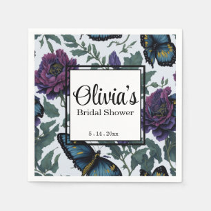 Vintage Pum lila magenta blommigt Butterflulies Pappersservett