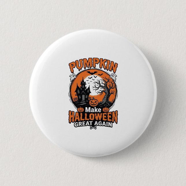Vintage Pumpa Halloween Superbra Shirt Design Knapp (Framsida)