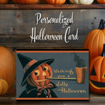 Vintage Pumpa-Häxa och Pipan Anpassad Halloween