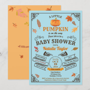Vintage pumpa pojke duschinbjudan blått inbjudningar