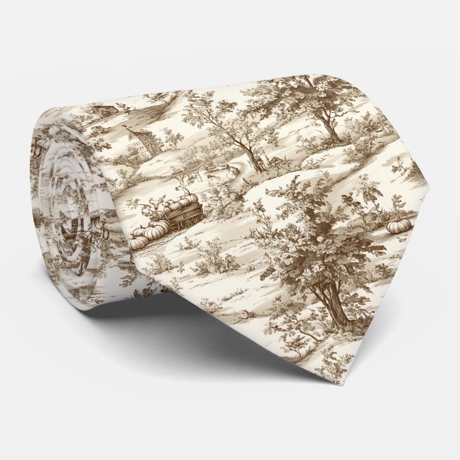 Vintage Pumpa Skörde Landsbygd Toile (3) Slips (Rullad)