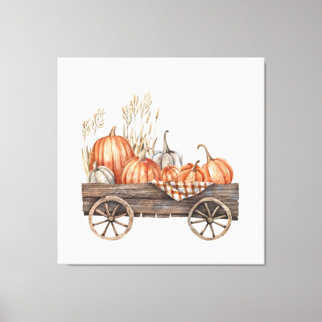 Vintage Pumpkin Cart Canvastryck (Framsida)