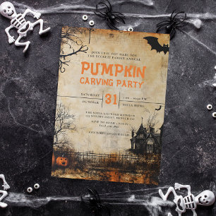 Vintage Pumpkin Carving Halloween fest Inbjudningar
