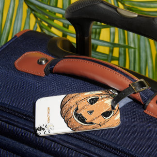 Vintage Pumpkin Cat “Meowloween” iPhone-fodral Bagagebricka