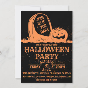 Vintage Pumpkin Gravsten Halloween fest Inbjudningar