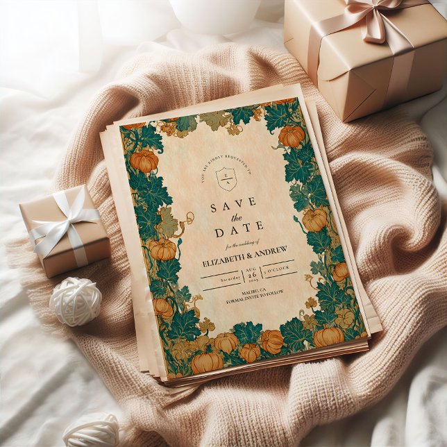 Vintage Pumpkin Harvest Bröllop Spara Datumet (Skapare uppladdad)