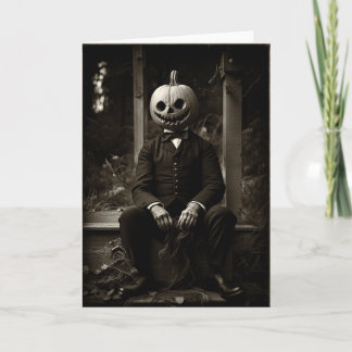 Vintage Pumpkin Head Halloween Card Kort