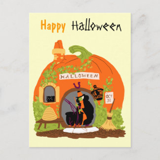 Vintage Pumpkin House Vykort