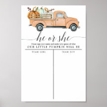 Vintage Pumpkin Lastbil Gender Reveal Signal