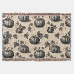 Vintage Pumpkin och Vine Engrave Mönster (2) Filt