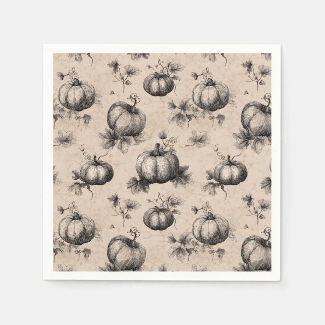 Vintage Pumpkin och Vine Engrave Mönster Pappersservett (Framsidan)
