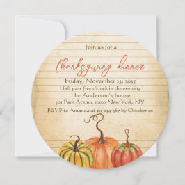 Vintage Pumpkin Orange Rustic Thanksgiving Dinner Inbjudningar