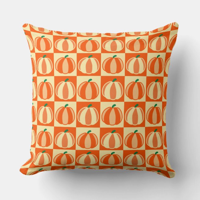Vintage Pumpkin Orange Tartan PThanksgiving Kudde (Framsida)