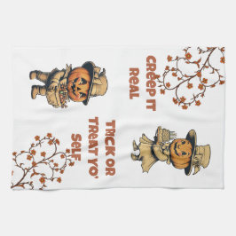 Vintage Pumpkin Pals Halloween Kökshandduk