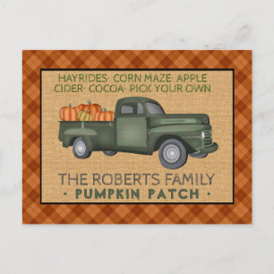 Vintage Pumpkin Patch Farm Rustic Fall Pached Helg Vykort
