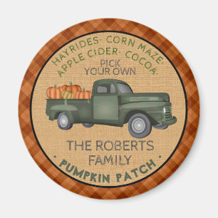 Vintage Pumpkin Patch Farm Rustic Fall Pached Magnet