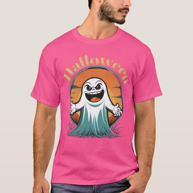 Vintage Pumpkin Scene Halloween-familj T Shirt (Framsida)