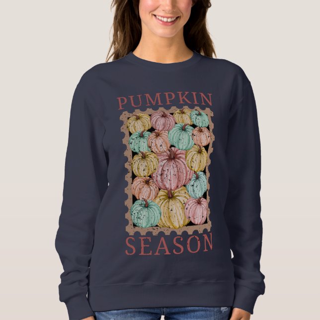 Vintage Pumpkin Season T Shirt (Framsida)