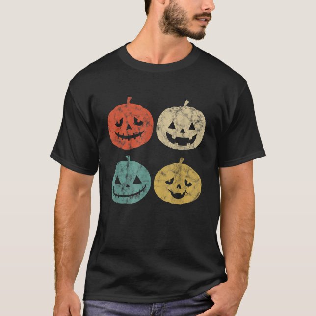 Vintage Pumpkin Shirt Retro JackOLantern Pumpkin H T (Framsida)
