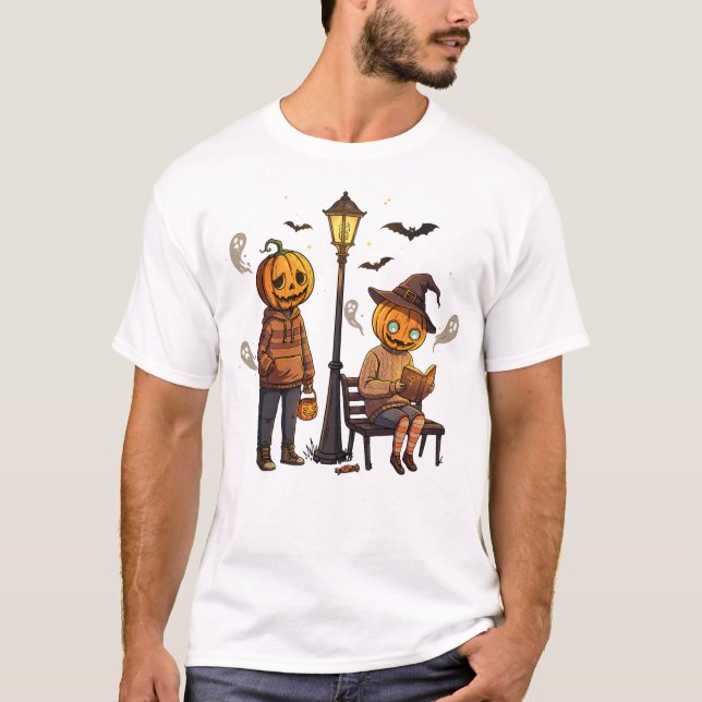 Vintage Pumpkin Twins: Spektrala fladdermöss & Glö T Shirt (Framsida)