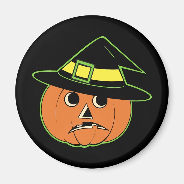Vintage Pumpkin Witch Magnet (Framsidan)