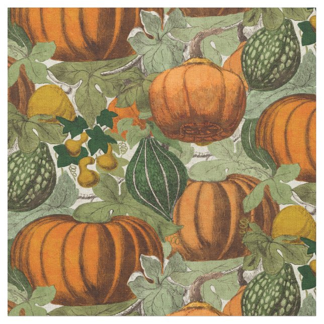 Vintage Pumpkins & Gourds Tyg (Närbild)
