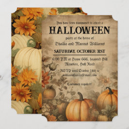 Vintage Pumpkins Halloween fest Inbjudningar