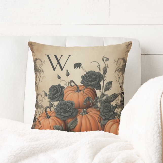 Vintage Pumpkins Monogram Kudde (Skapare uppladdad)