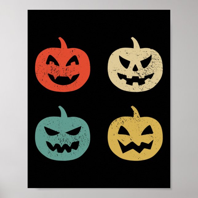 Vintage Pumpkins Roligt Halloween Retro Gift Poster (Framsidan)