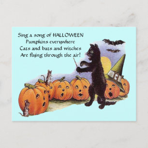Vintage Pumpkins Singing Vykort