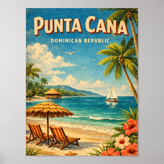 Vintage Punta Cana Dominican Republic Rustic  Poster (Framsidan)