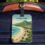 Vintage Punta Cana Dominican Republic Tropical Bagagebricka<br><div class="desc">Escape to the tropics with this stunning vintage-style travel luggage tag of Punta Cana, Dominican Republic. Designed with the nostalgic charm of mid-century tourism art, this piece captures the breathtaking tropical beauty of the Caribbean’s most beloved coastline. The illustration features the world-renowned Playa Bavaro, showcasing its crystal-clear turquoise waters, swaying...</div>