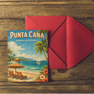 Vintage Punta Cana Dominikanska republiken Rustik Vykort