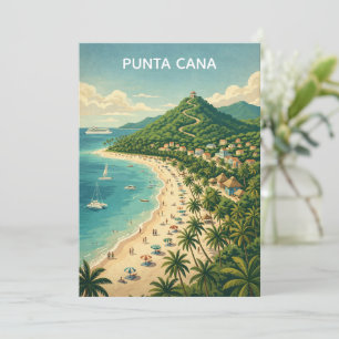 Vintage Punta Cana Dominikanska Republiken Tropisk Kort