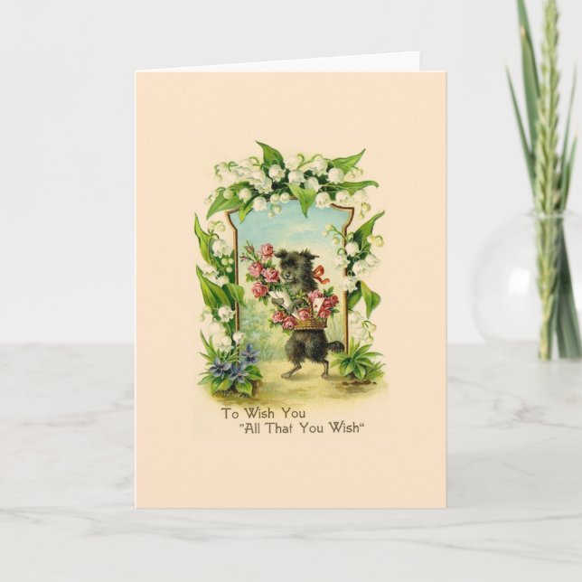 Vintage Puppy Birthday Greeting Card Kort (Framsida)