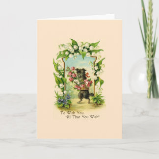 Vintage Puppy Birthday Greeting Card Kort