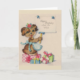 Vintage Puppy Birthday Greeting Card Kort