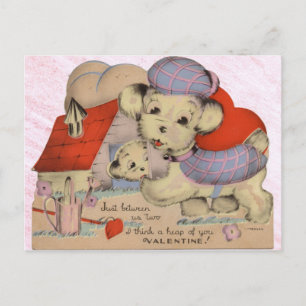 Vintage Puppy Kärlek Valentine-vykort Vykort