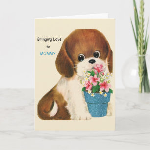 Vintage Puppy Mors dag-hälsningskort Kort
