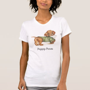 Vintage Puppy och Brev T-Shirt