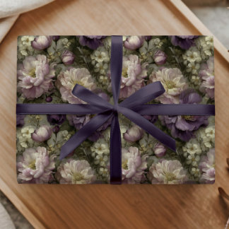 Vintage Purple Floral Peony Pattern Soft Romantic  Presentpapper